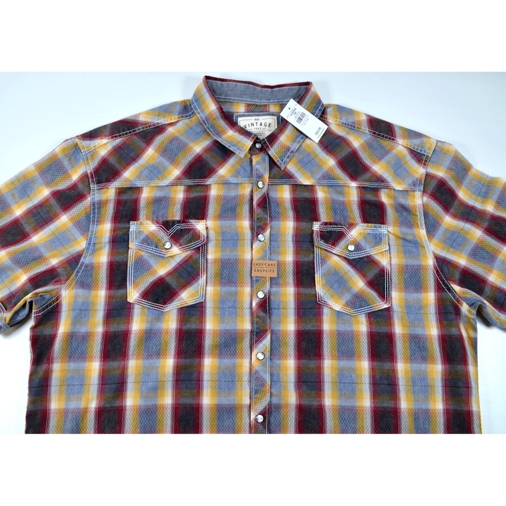 BKE Vintage Athletic Fit Western Pearl Snap Shirt Mens 3XL Short Sleeve Nwt's‎
